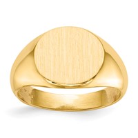 14K Yellow Gold 13.5x 12.5mm Round Open Back Mens Signet Ring view 1
