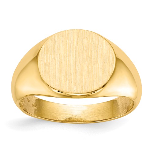 14K Yellow Gold 13.5x 12.5mm Round Open Back Mens Signet Ring