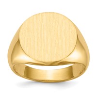 14K Yellow Gold 15.5x15.0mm Round Open Back Signet Ring view 1