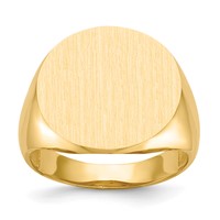 14K Yellow Gold 18.0x 17.5mm Round Open Back Mens Signet Ring view 1