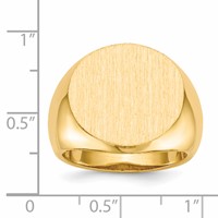 14K Yellow Gold 18.0x 18.0mm Round Open Back Mens Signet Ring view 5
