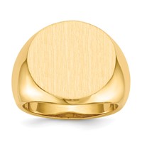 14K Yellow Gold 18.0x 18.0mm Round Open Back Mens Signet Ring view 1