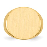 14K Yellow Gold 21.0x 21.5mm Round Open Back Mens Signet Ring view 4