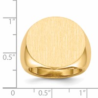 14K Yellow Gold 21.0x 21.5mm Round Open Back Mens Signet Ring view 5