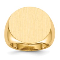 14K Yellow Gold 21.0x 21.5mm Round Open Back Mens Signet Ring view 1