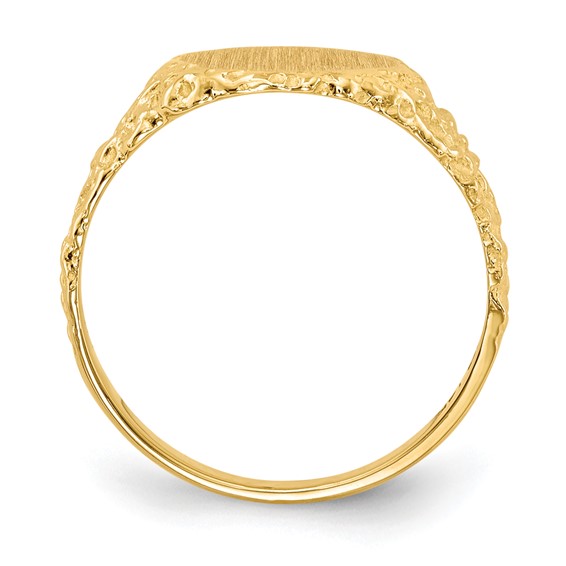 14k 9.5x8.5mm Round Closed Back Signet Ring