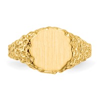 14K Yellow Gold 9.5x8.5mm Round Closed Back Signet Ring view 4