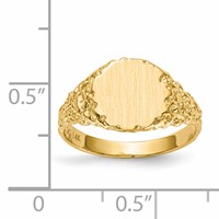 14K Yellow Gold 9.5x8.5mm Round Closed Back Signet Ring view 5