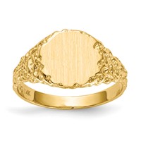14K Yellow Gold 9.5x8.5mm Round Closed Back Signet Ring view 1