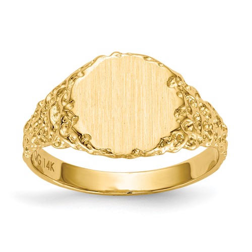 14K Yellow Gold 9.5x 8.5mm Round Closed Back Signet Ring