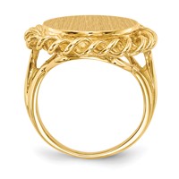 14K Yellow Gold 15.0x 14.5mm Oval Open Back Scalloped Edge Signet Ring view 2