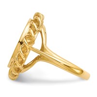 14K Yellow Gold 15.0x 14.5mm Oval Open Back Scalloped Edge Signet Ring view 3