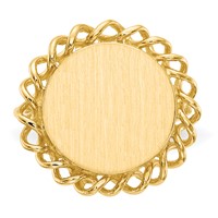 14K Yellow Gold 15.0x 14.5mm Oval Open Back Scalloped Edge Signet Ring view 4