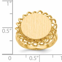 14K Yellow Gold 15.0x 14.5mm Oval Open Back Scalloped Edge Signet Ring view 5