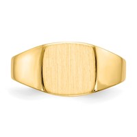 14K Yellow Gold 9.0x8.5mm Cushion Closed Back Signet Ring view 4