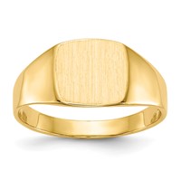 14K Yellow Gold 9.0x8.5mm Cushion Closed Back Signet Ring view 1