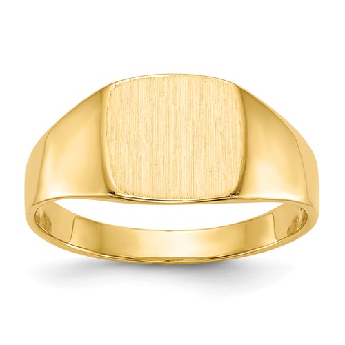 14K Yellow Gold 9.0x 8.5mm Cushion Closed Back Signet Ring