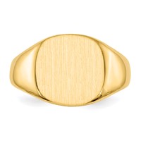 14K Yellow Gold 13.5x 12.5mm Cushion Closed Back Mens Signet Ring view 4