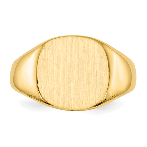 18ky 12.5x13.5mm Closed Back Men's Signet Ring
