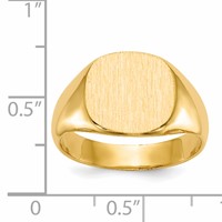 14K Yellow Gold 13.5x 12.5mm Cushion Closed Back Mens Signet Ring view 5