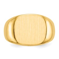 14K Yellow Gold 15.0x 13.5mm Cushion Closed Back Mens Signet Ring view 4