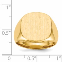 14K Yellow Gold 17.0x 16.0mm Cushion Closed Back Mens Signet Ring view 5