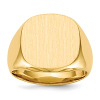 10K Yellow Gold 16.0x 17.0mm Cushion-shaped Closed Back Mens Signet Ring view 1