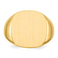 14K Yellow Gold 17.0x 17.0mm Cushion Closed Back Mens Signet Ring view 4