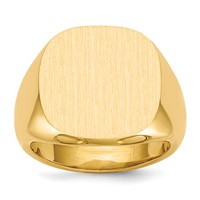 14K Yellow Gold 17.0x 17.0mm Cushion Closed Back Mens Signet Ring view 1