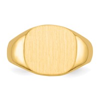 14K Yellow Gold 13.5x 12.0mm Cushion Open Back Mens Signet Ring view 4