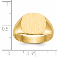 14K Yellow Gold 13.5x 12.0mm Cushion Open Back Mens Signet Ring view 5