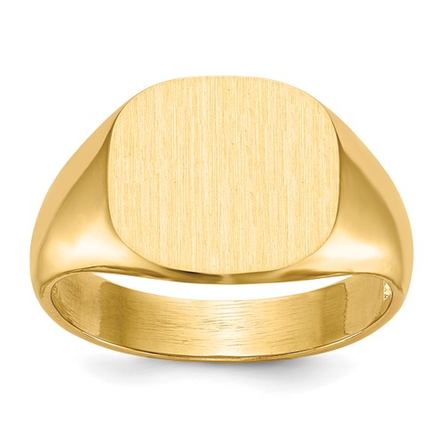 14K Yellow Gold 13.5x 12.0mm Cushion Open Back Mens Signet Ring