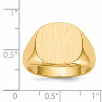 14K Yellow Gold 15.0x13.5mm Cushion Open Back Mens Signet Ring view 5