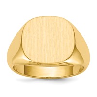 14K Yellow Gold 15.0x13.5mm Cushion Open Back Mens Signet Ring view 1