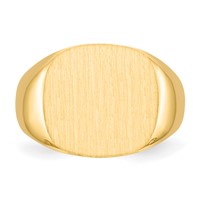 14K Yellow Gold 15.0x 15.5mm Cushion Open Back Mens Signet Ring view 4