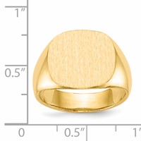 14K Yellow Gold 15.0x 15.5mm Cushion Open Back Mens Signet Ring view 5