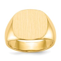 14K Yellow Gold 15.0x 15.5mm Cushion Open Back Mens Signet Ring view 1