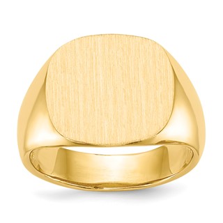 10k 15.0x15.5mm Cushion Open Back Mens Signet Ring