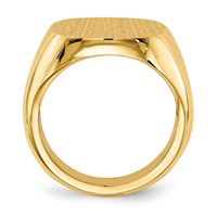 14K Yellow Gold 17.0x 17.0mm Cushion Open Back Mens Signet Ring view 2