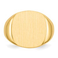 14K Yellow Gold 17.0x 17.0mm Cushion Open Back Mens Signet Ring view 4