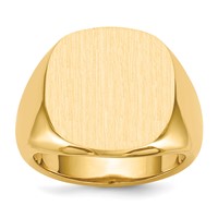 14K Yellow Gold 17.0x 17.0mm Cushion Open Back Mens Signet Ring view 1