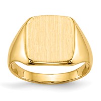 14K Yellow Gold 10.0x10.0mm Cushion Closed Back Signet Ring view 1