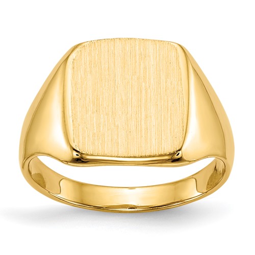14K Yellow Gold 10.0x 10.0mm Cushion Closed Back Signet Ring