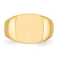 14K Yellow Gold 13.0x 12.0mm Cushion Closed Back Mens Signet Ring view 4