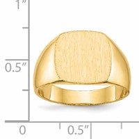 14K Yellow Gold 13.0x 12.0mm Cushion Closed Back Mens Signet Ring view 5