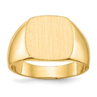 14K Yellow Gold 13.0x 12.0mm Cushion Closed Back Mens Signet Ring view 1