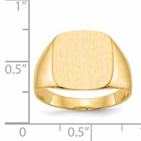 14K Yellow Gold 13.5x 15.0mm Cushion Closed Back Mens Signet Ring view 5