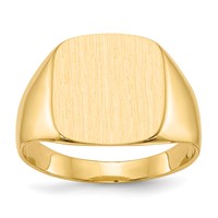 14K Yellow Gold 13.5x 15.0mm Cushion Closed Back Mens Signet Ring view 1