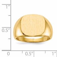 14K Yellow Gold 15.5x 14.0mm Cushion Closed Back Mens Signet Ring view 5