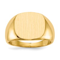 14K Yellow Gold 15.5x 14.0mm Cushion Closed Back Mens Signet Ring view 1